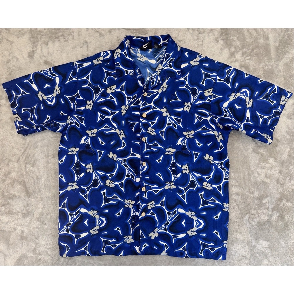 Street Culture Men's Button Up Shirt‎ Large Hawaiian Floral 90's Vintage Y2K